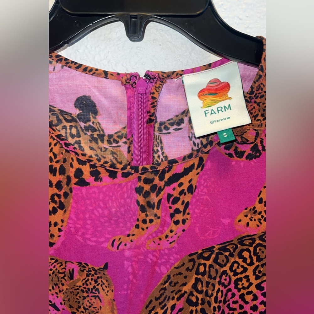 FARM Rio Fuchsia Leopard Mini Dress Size Small - Picture 9 of 9